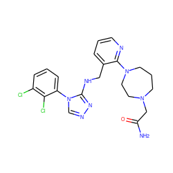 NC(=O)CN1CCCN(c2ncccc2CNc2nncn2-c2cccc(Cl)c2Cl)CC1 ZINC000029126331