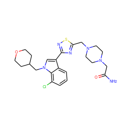 NC(=O)CN1CCN(Cc2nc(-c3cn(CC4CCOCC4)c4c(Cl)cccc34)ns2)CC1 ZINC000084587622