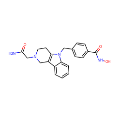 NC(=O)CN1CCc2c(c3ccccc3n2Cc2ccc(C(=O)NO)cc2)C1 ZINC000084616577