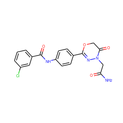 NC(=O)CN1N=C(c2ccc(NC(=O)c3cccc(Cl)c3)cc2)OCC1=O ZINC001772575582