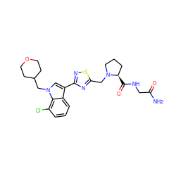 NC(=O)CNC(=O)[C@@H]1CCCN1Cc1nc(-c2cn(CC3CCOCC3)c3c(Cl)cccc23)ns1 ZINC000066156924