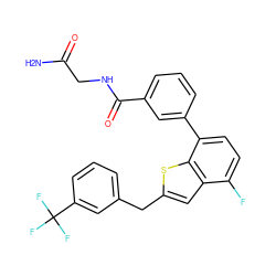 NC(=O)CNC(=O)c1cccc(-c2ccc(F)c3cc(Cc4cccc(C(F)(F)F)c4)sc23)c1 ZINC000068201369