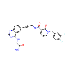 NC(=O)CNc1ncnc2ccc(C#CCNC(=O)c3cccn(Cc4ccc(F)c(F)c4)c3=O)cc12 ZINC000096176292