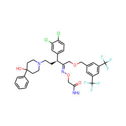 NC(=O)CO/N=C(\COCc1cc(C(F)(F)F)cc(C(F)(F)F)c1)[C@@H](CCN1CCC(O)(c2ccccc2)CC1)c1ccc(Cl)c(Cl)c1 ZINC000027903341