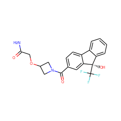 NC(=O)COC1CN(C(=O)c2ccc3c(c2)[C@](O)(C(F)(F)F)c2ccccc2-3)C1 ZINC000144714700