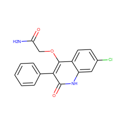 NC(=O)COc1c(-c2ccccc2)c(=O)[nH]c2cc(Cl)ccc12 ZINC000013761240