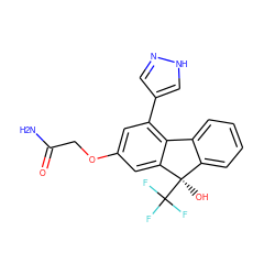 NC(=O)COc1cc(-c2cn[nH]c2)c2c(c1)[C@](O)(C(F)(F)F)c1ccccc1-2 ZINC000144870227