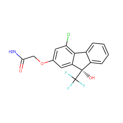 NC(=O)COc1cc(Cl)c2c(c1)[C@](O)(C(F)(F)F)c1ccccc1-2 ZINC000144829869