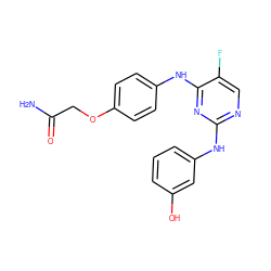 NC(=O)COc1ccc(Nc2nc(Nc3cccc(O)c3)ncc2F)cc1 ZINC000299868119