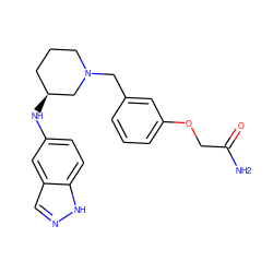 NC(=O)COc1cccc(CN2CCC[C@H](Nc3ccc4[nH]ncc4c3)C2)c1 ZINC000114338176