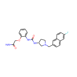 NC(=O)COc1ccccc1NC(=O)N[C@@H]1CCN(Cc2ccc3cc(F)ccc3c2)C1 ZINC000095578970