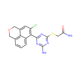 NC(=O)CSc1nc(N)nc(-c2c(Cl)cc3c4c(cccc24)COC3)n1 ZINC000103229090