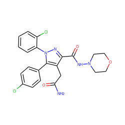 NC(=O)Cc1c(C(=O)NN2CCOCC2)nn(-c2ccccc2Cl)c1-c1ccc(Cl)cc1 ZINC000043195722