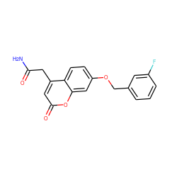 NC(=O)Cc1cc(=O)oc2cc(OCc3cccc(F)c3)ccc12 ZINC000036518379