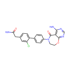 NC(=O)Cc1ccc(-c2ccc(N3CCOc4ncnc(N)c4C3=O)cc2)c(Cl)c1 ZINC000169324813