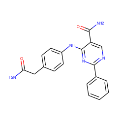 NC(=O)Cc1ccc(Nc2nc(-c3ccccc3)ncc2C(N)=O)cc1 ZINC000096938256