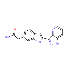 NC(=O)Cc1ccc2cc(-c3n[nH]c4cccnc34)[nH]c2c1 ZINC000066075368