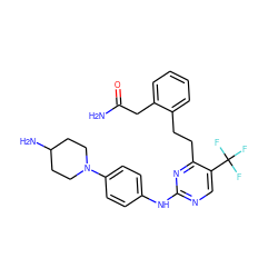 NC(=O)Cc1ccccc1CCc1nc(Nc2ccc(N3CCC(N)CC3)cc2)ncc1C(F)(F)F ZINC000207539125