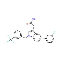 NC(=O)Cc1cn(Cc2cccc(C(F)(F)F)c2)c2ccc(-c3cccc(F)c3)cc12 ZINC000028888199