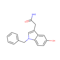 NC(=O)Cc1cn(Cc2ccccc2)c2ccc(O)cc12 ZINC000013445719