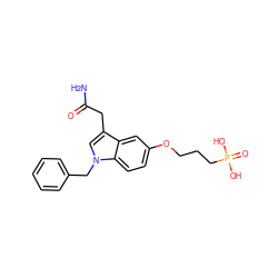 NC(=O)Cc1cn(Cc2ccccc2)c2ccc(OCCCP(=O)(O)O)cc12 ZINC000013445960