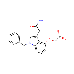 NC(=O)Cc1cn(Cc2ccccc2)c2cccc(OCC(=O)O)c12 ZINC000013445816