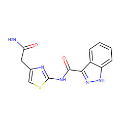 NC(=O)Cc1csc(NC(=O)c2n[nH]c3ccccc23)n1 ZINC000010376458