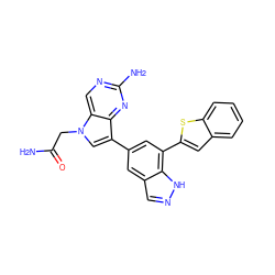 NC(=O)Cn1cc(-c2cc(-c3cc4ccccc4s3)c3[nH]ncc3c2)c2nc(N)ncc21 ZINC000063298087