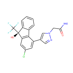 NC(=O)Cn1cc(-c2cc(Cl)cc3c2-c2ccccc2[C@@]3(O)C(F)(F)F)cn1 ZINC000144870624