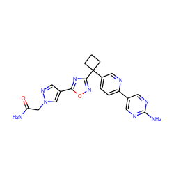 NC(=O)Cn1cc(-c2nc(C3(c4ccc(-c5cnc(N)nc5)nc4)CCC3)no2)cn1 ZINC000096175475
