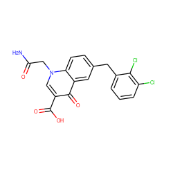 NC(=O)Cn1cc(C(=O)O)c(=O)c2cc(Cc3cccc(Cl)c3Cl)ccc21 ZINC000033817916