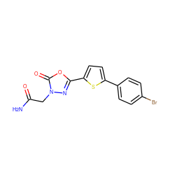 NC(=O)Cn1nc(-c2ccc(-c3ccc(Br)cc3)s2)oc1=O ZINC000653822662