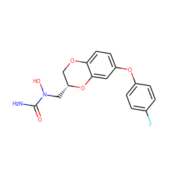 NC(=O)N(O)C[C@@H]1COc2ccc(Oc3ccc(F)cc3)cc2O1 ZINC000000006199