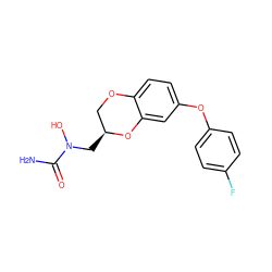 NC(=O)N(O)C[C@H]1COc2ccc(Oc3ccc(F)cc3)cc2O1 ZINC000000005454