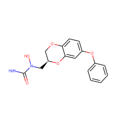 NC(=O)N(O)C[C@H]1COc2ccc(Oc3ccccc3)cc2O1 ZINC000000016308