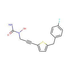 NC(=O)N(O)CC#Cc1ccc(Cc2ccc(F)cc2)s1 ZINC000013744389