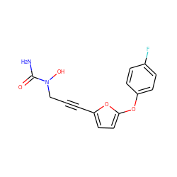 NC(=O)N(O)CC#Cc1ccc(Oc2ccc(F)cc2)o1 ZINC000013744387