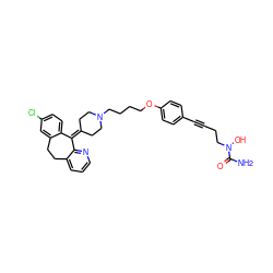 NC(=O)N(O)CCC#Cc1ccc(OCCCCN2CCC(=C3c4ccc(Cl)cc4CCc4cccnc43)CC2)cc1 ZINC000028456670