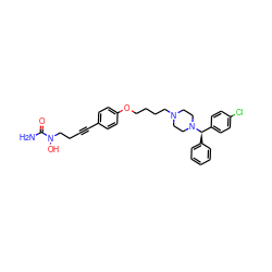 NC(=O)N(O)CCC#Cc1ccc(OCCCCN2CCN([C@H](c3ccccc3)c3ccc(Cl)cc3)CC2)cc1 ZINC000028396661