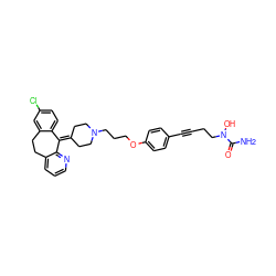 NC(=O)N(O)CCC#Cc1ccc(OCCCN2CCC(=C3c4ccc(Cl)cc4CCc4cccnc43)CC2)cc1 ZINC000028394284