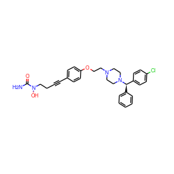 NC(=O)N(O)CCC#Cc1ccc(OCCN2CCN([C@H](c3ccccc3)c3ccc(Cl)cc3)CC2)cc1 ZINC000028386100