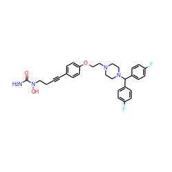 NC(=O)N(O)CCC#Cc1ccc(OCCN2CCN(C(c3ccc(F)cc3)c3ccc(F)cc3)CC2)cc1 ZINC000028386529