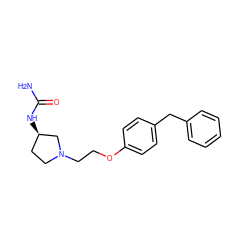 NC(=O)N[C@@H]1CCN(CCOc2ccc(Cc3ccccc3)cc2)C1 ZINC000013860522