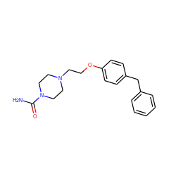 NC(=O)N1CCN(CCOc2ccc(Cc3ccccc3)cc2)CC1 ZINC000013860541