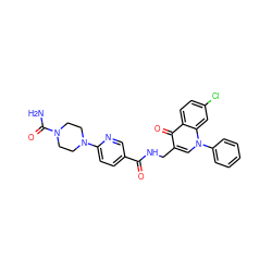 NC(=O)N1CCN(c2ccc(C(=O)NCc3cn(-c4ccccc4)c4cc(Cl)ccc4c3=O)cn2)CC1 ZINC000096170165