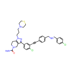 NC(=O)N1CCc2c(c(-c3ccc(Cl)c(C#Cc4ccc(CNCc5ccc(Cl)cc5)cc4)c3)nn2CCCN2CCSCC2)C1 ZINC000095593861