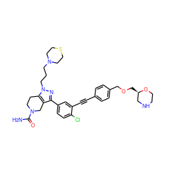 NC(=O)N1CCc2c(c(-c3ccc(Cl)c(C#Cc4ccc(COC[C@@H]5CNCCO5)cc4)c3)nn2CCCN2CCSCC2)C1 ZINC000095594938