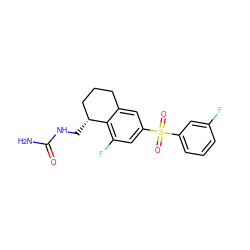 NC(=O)NC[C@@H]1CCCc2cc(S(=O)(=O)c3cccc(F)c3)cc(F)c21 ZINC000049125604