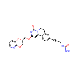 NC(=O)NCC#Cc1ccc2c(c1)CCn1c-2cc(OC[C@H]2COc3ncccc3O2)nc1=O ZINC000221364901