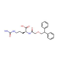 NC(=O)NCCC[C@H](NC(=O)COCC(c1ccccc1)c1ccccc1)C(=O)O ZINC000653760647